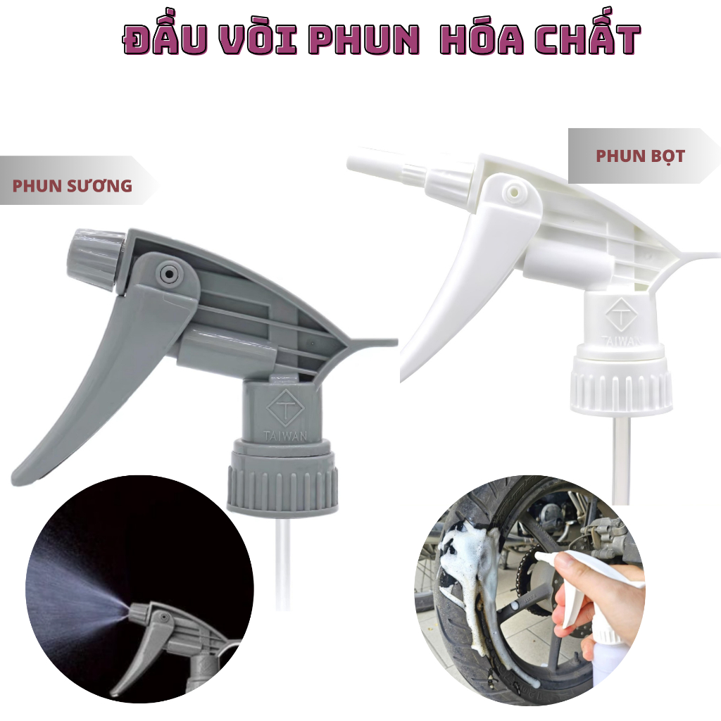 ĐẦU VÒI PHUN HÓA CHẤT - DUNG DỊCH TẨY RỬA [CÓ KÈM THÊM UỐNG HÚT]