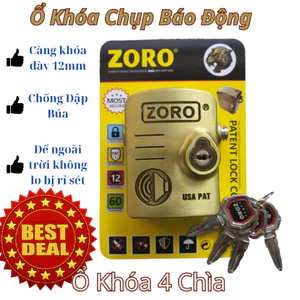 Ổ Khóa Chụp Cửa Báo Động ZORO 7P Kim Loại Thiết Kế Chống Cắt Toàn Diện, Chống Trộm Bảo Hành 12 Động