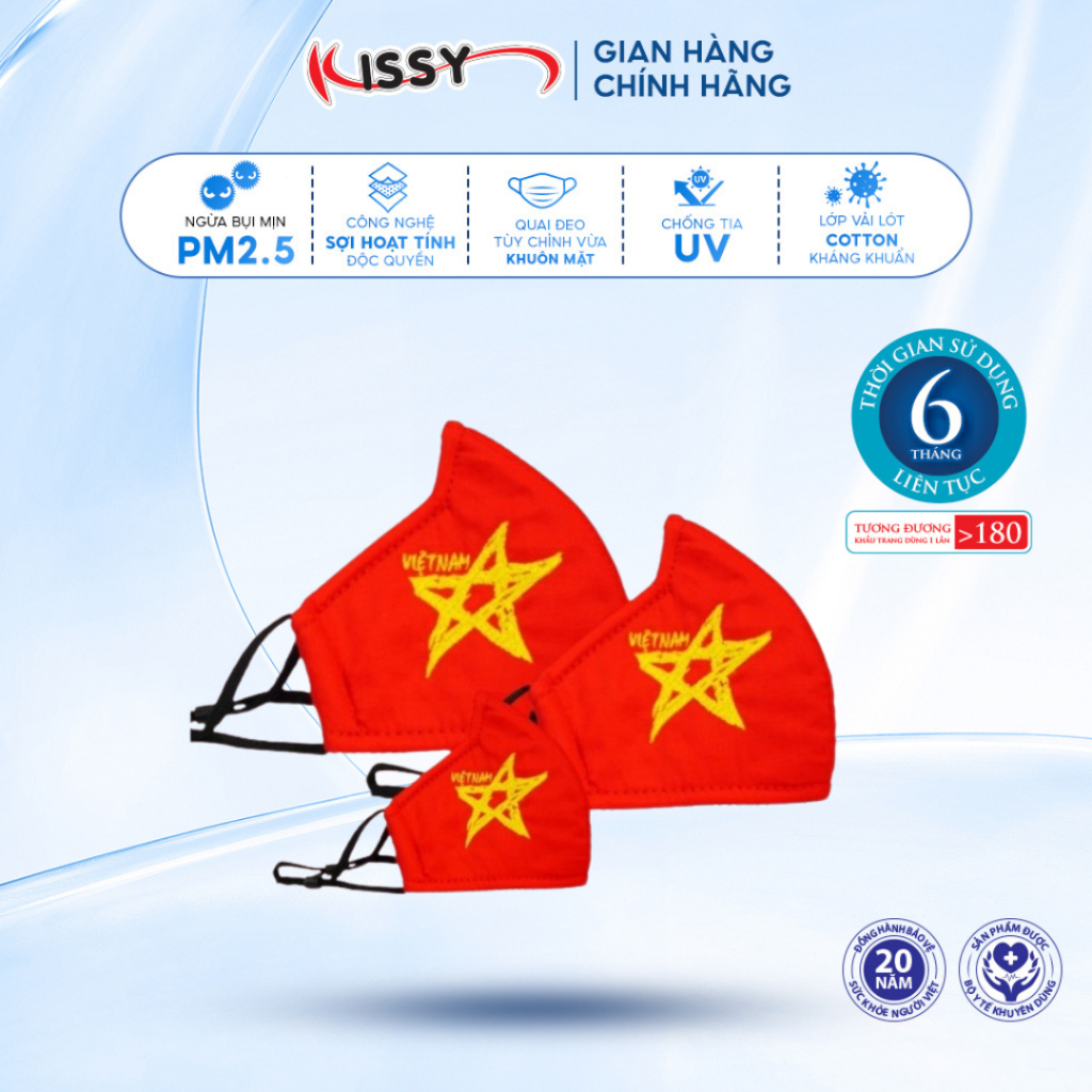 Ảnh Khẩu Trang Kissy 3D Cờ Đỏ Sao Vàng - Tự Hào Việt Nam - Giao Chuẩn Mẫu, Chuẩn Size 2