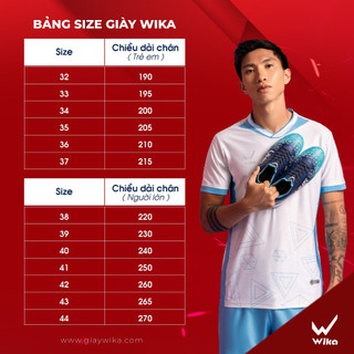 Giày Đá Bóng Wika VH5 Cho Sân Cỏ Nhân Tạo, Giày Văn Hậu Chất Liệu Da TPU Cao Cấp , Hàng Chính Hãng