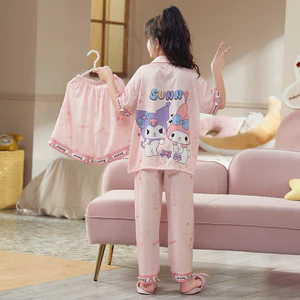 Đồ Bộ Bé Gái Pizama Chất Vải Lụa Cao Cấp Tay Bồng Cổ Sen_BM05