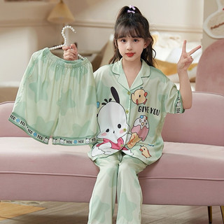 [10KG - 47KG ] Đồ Bộ Bé Gái Pijama Chất Vải Lụa Cao Cấp Tay Ngắn Quần Dài Cho Bé