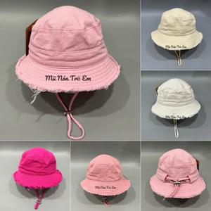2 SIZE [ 6 tháng - 6 TUỔI ] Mũ tai bèo Tua Rua cute cho bé Gái - Bé Trai - Nón vành tua rua trẻ em