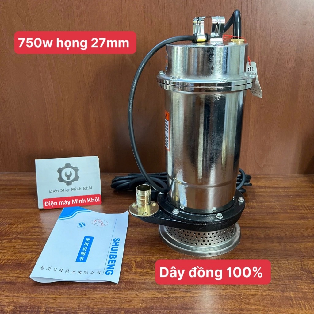 [Inox] Máy bơm nước chìm| Bơm tõm 750W INOX Dây đồng 100%| Máy bơm nước ...