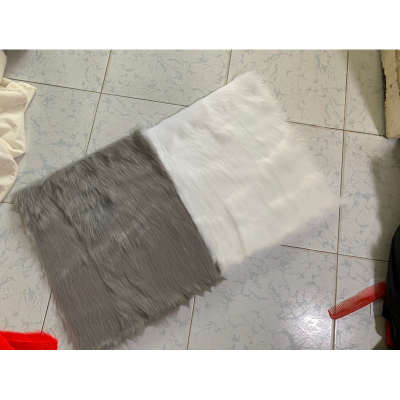 Thảm lông Trắng và Xám lông dài hồ ly - Thảm lông dài deocr