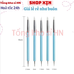 Sét 5 món dụng cụ tạo hình đất sét 2 đầu bằng silicon và bi inox,dụng cụ làm móng chuyên dụng..
