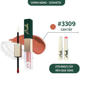 [MUA 1 TẶNG 1] Son Kem 2 Đầu Posshe Siêu Lì Không Trôi Màu 3309 - Mua 2 Cây Tặng Sáp Dưỡng Và Sáp Tẩy Trang Posshe
