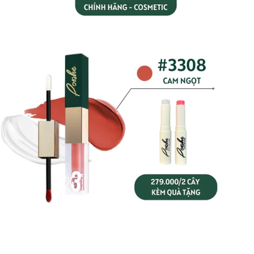 [MUA 1 TẶNG 1] Son Kem 2 Đầu Posshe Siêu Lì Không Trôi Màu 3308 - Mua 2 Cây Tặng Sáp Dưỡng Và Sáp Tẩy Trang Posshe