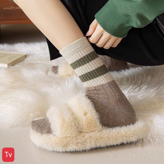 Set 5 Đôi Tất Nữ Cổ Cao Vintage Phối Kẻ Tone Nâu Mẫu Mới Siêu Hot Phong Cách Hàn 🌸 tuyển sỉ🌸