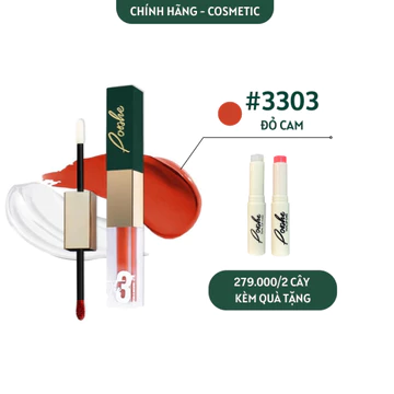 [MUA 1 TẶNG 1] Son Kem 2 Đầu Posshe Siêu Lì Không Trôi Màu 3303 - Mua 2 Cây Tặng Sáp Dưỡng Và Sáp Tẩy Trang Posshe
