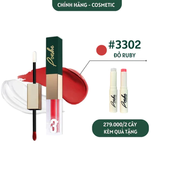[MUA 1 TẶNG 1] Son Kem 2 Đầu Posshe Siêu Lì Không Trôi Màu 3302 - Mua 2 Cây Tặng Sáp Dưỡng Và Sáp Tẩy Trang Posshe