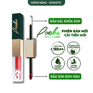 (MUA 2C GIẢM 90K) Son Kem 2 Đầu Posshe Siêu Lì Không Trôi - Mua 2 Cây Tặng Sáp Dưỡng Và Sáp Tẩy Trang Posshe Chính Hãng