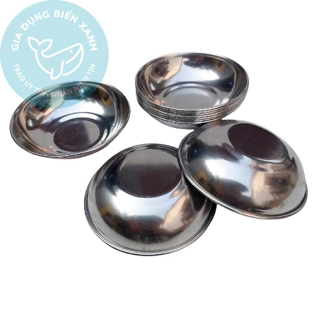 Chén inox cạn 9.5cm đựng nước chấm loại đẹp bo viền - Bát inox đựng ...