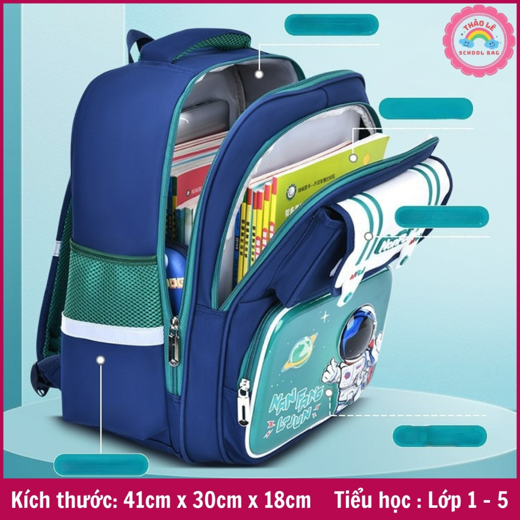 Balo chống gù cho bé tiểu học lớp 1-5, cặp học sinh cấp 1 trẻ em 6-10 tuổi bé trai bé gái  kuromi melody phi hành TL2328