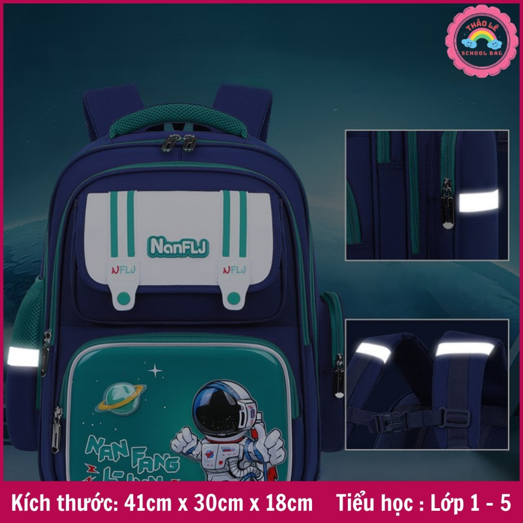 Balo chống gù cho bé tiểu học lớp 1-5, cặp học sinh cấp 1 trẻ em 6-10 tuổi bé trai bé gái  kuromi melody phi hành TL2328
