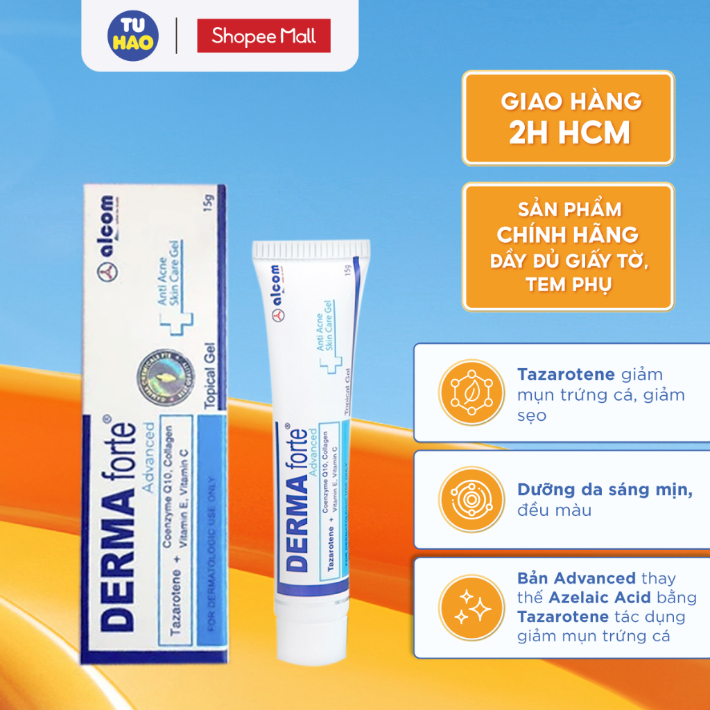 Ảnh MẪU MỚI Gel Mờ Thâm Mụn Giảm Viêm Gamma Chemicals Derma Forte Advanced 15g - Từ Hảo 1