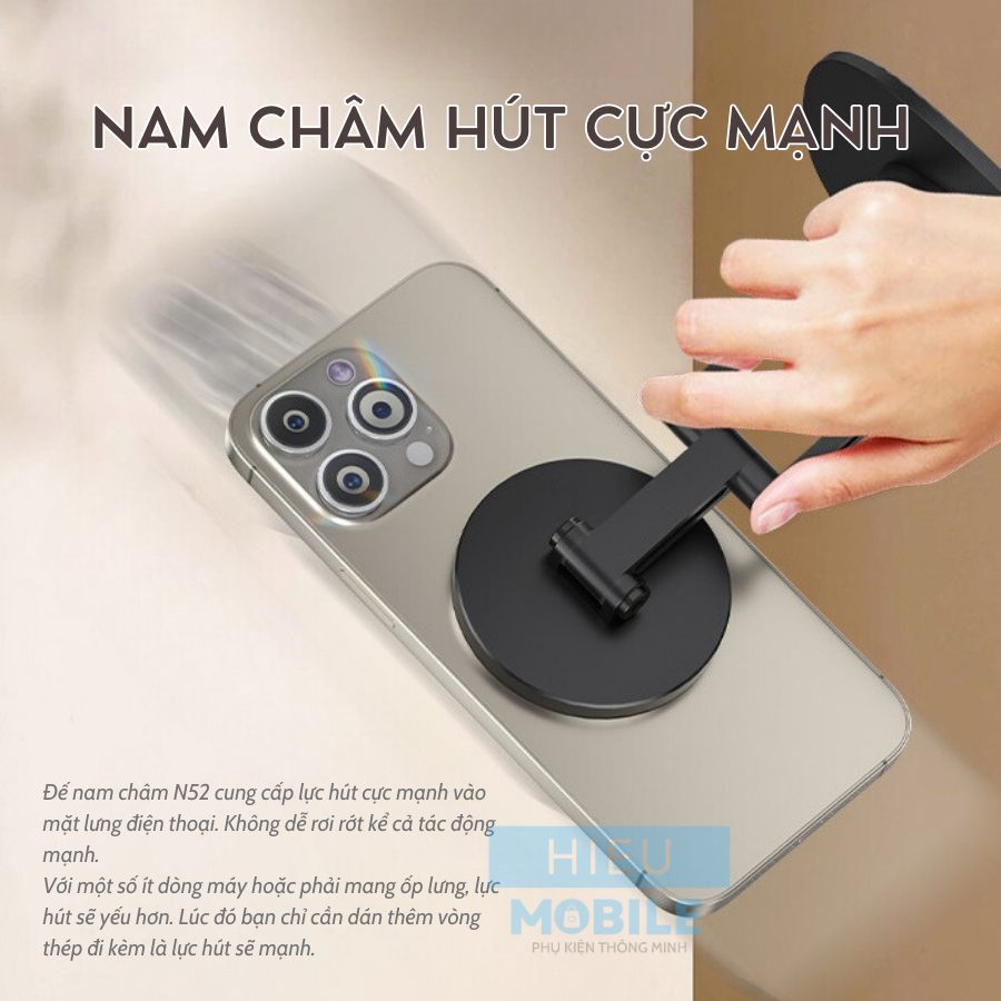 Giá đỡ điện thoại có nam châm hút xoay 360 độ có 3 khớp điều chỉnh kim loại (Q19)