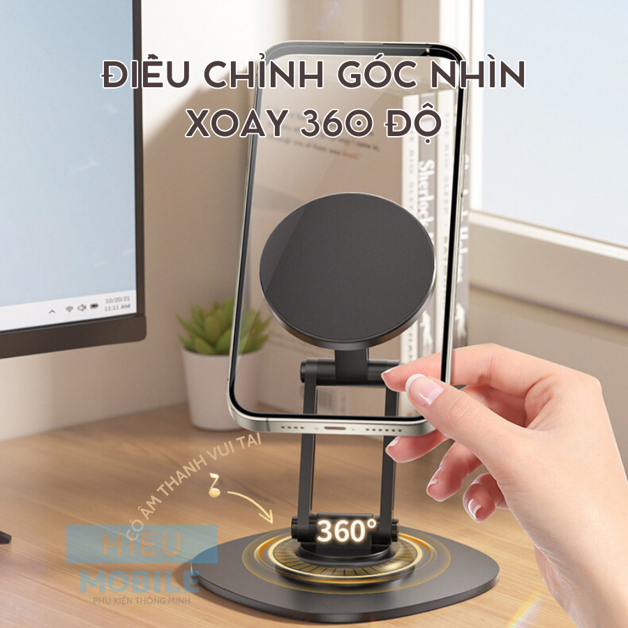 Giá đỡ điện thoại có nam châm hút xoay 360 độ có 3 khớp điều chỉnh kim loại (Q19)