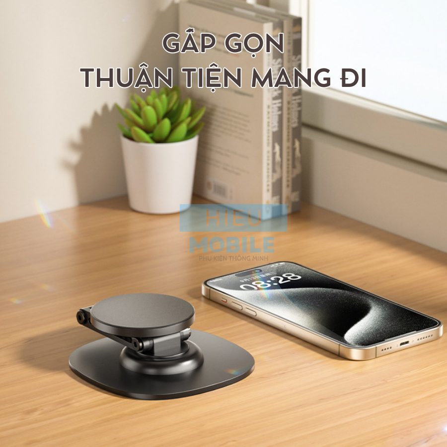 Giá đỡ điện thoại có nam châm hút xoay 360 độ có 3 khớp điều chỉnh kim loại (Q19)