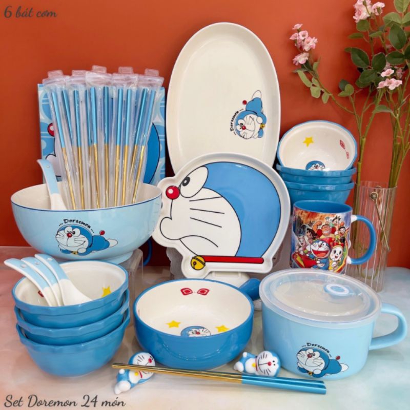 Tách lẻ set bát đĩa sứ doremon | Shopee Việt Nam