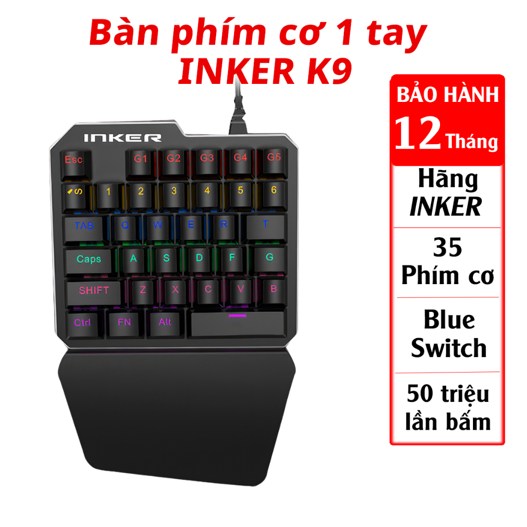 Bàn phím cơ 1 tay GT35 Inker K9 Bàn phím chơi game chất lượng cao dành cho game thủ Keyboard K9 Phím cơ Gaming | BigBuy360 - bigbuy360.vn