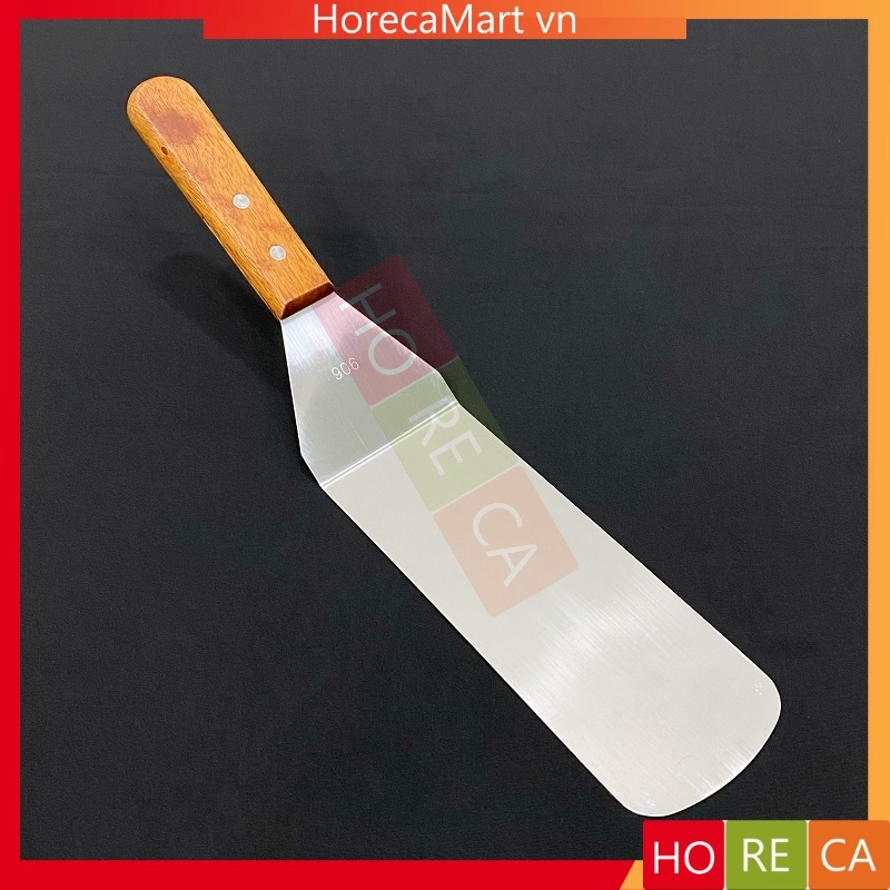 Xẻng xúc bánh inox dài cán gỗ (có lỗ hoặc không lỗ), kích thước 370 ...