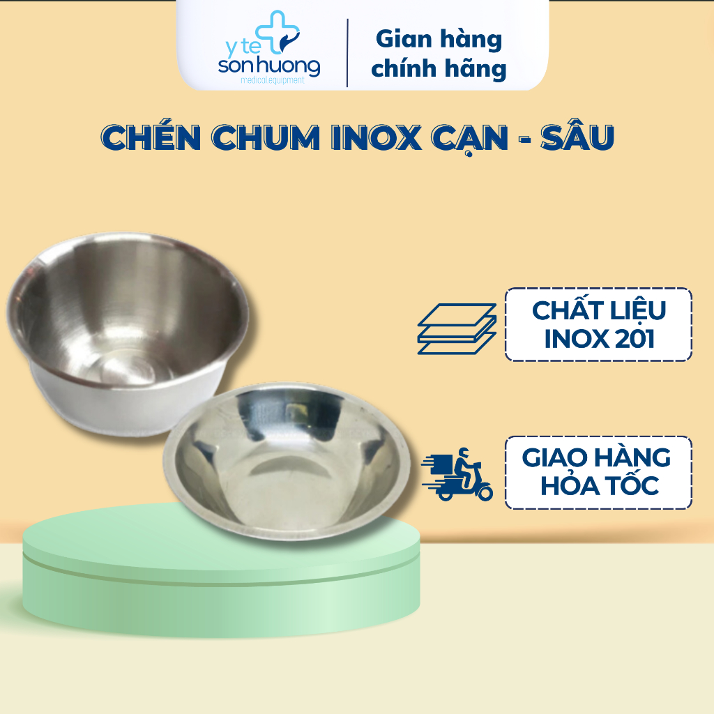Chén chum inox dùng trong y tế, chuyên đựng dung dịch để tẩm gòn ...