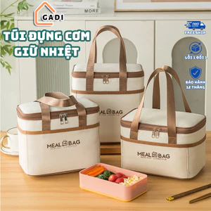 Túi giữ nhiệt đựng hộp cơm văn phòng GADI vải oxford chống thấm nước, túi đựng thực phẩm tiện lợi