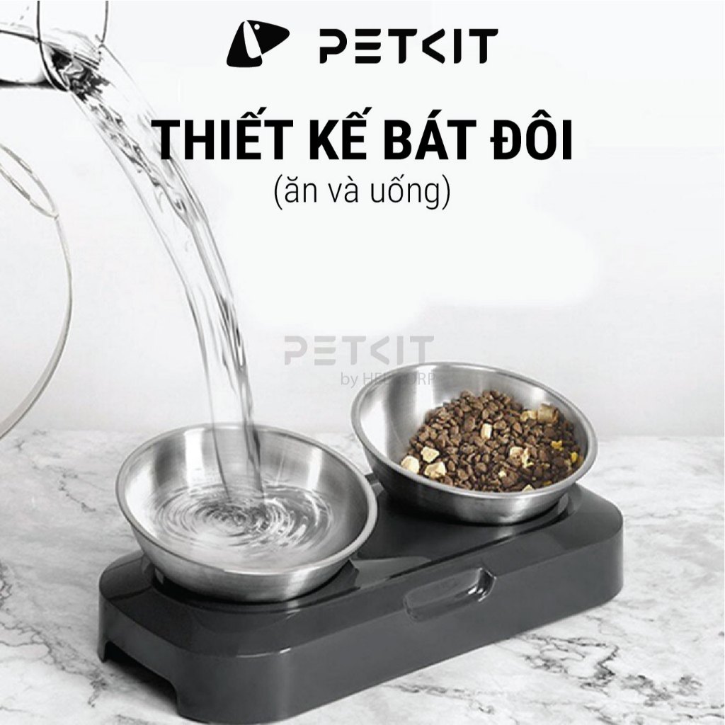 Ảnh Bát Ăn Đôi, Chén Ăn Chống Gù Cho Chó Mèo Petkit Nghiêng 15 Độ 2