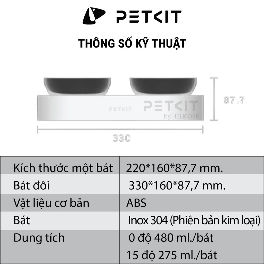 Ảnh Bát Ăn Đôi, Chén Ăn Chống Gù Cho Chó Mèo Petkit Nghiêng 15 Độ 4