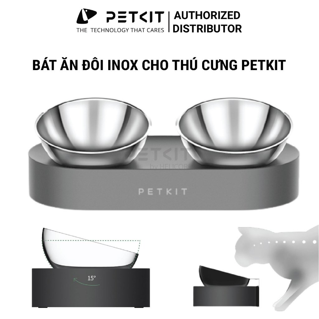 Ảnh Bát Ăn Đôi, Chén Ăn Chống Gù Cho Chó Mèo Petkit Nghiêng 15 Độ 1