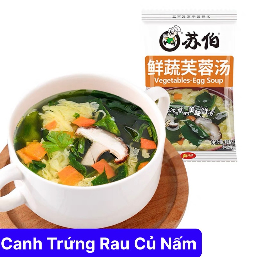 Viên canh soup trứng ăn liền chỉ nấu trong 30 giây gồm các vị rau củ ...