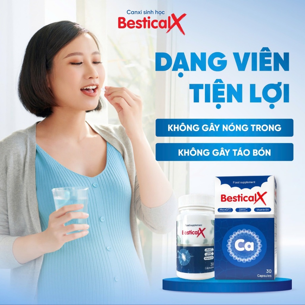 Canxi sinh học dạng viên BesticalX hỗ trợ tăng chiều cao cho trẻ tiền dậy thì và dậy thì hộp 30 viên