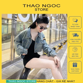 Áo khoác jean nữ croptop line bo nhỏ 2 túi đắp hàng chuẩn! (có sẵn, hình thật) THẢO NGỌC STORE