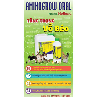 Thuốc thú y Interchemie AMINOGROW ORAL giúp tăng trọng, vỗ béo bổ sung axit amin cho gia cầm gia súc