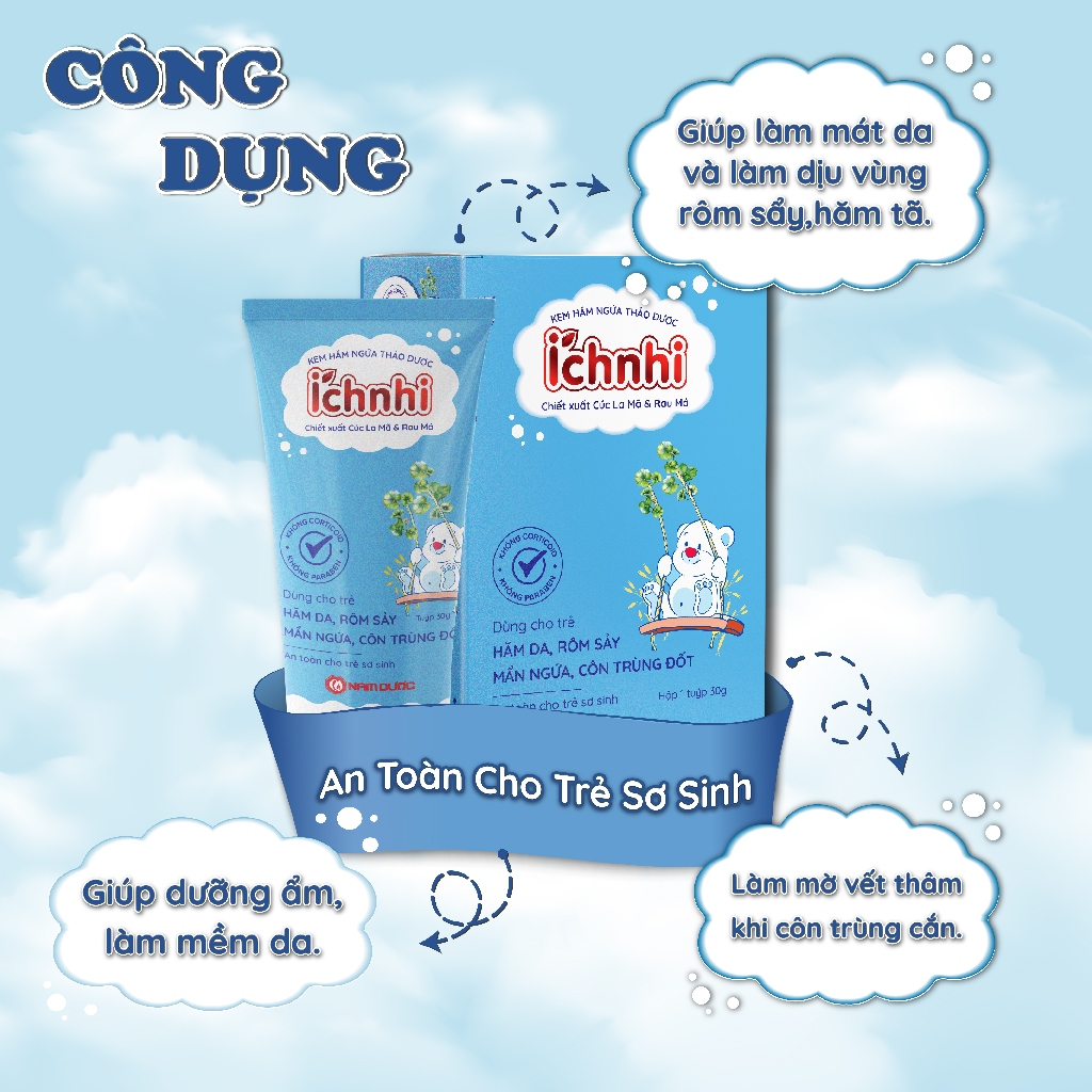 Ảnh Kem hăm ngứa thảo dược Ích Nhi-Tuýp 30gr, làm dịu da, hết viêm ngứa, hăm da, an toàn cho trẻ sơ sinh 4