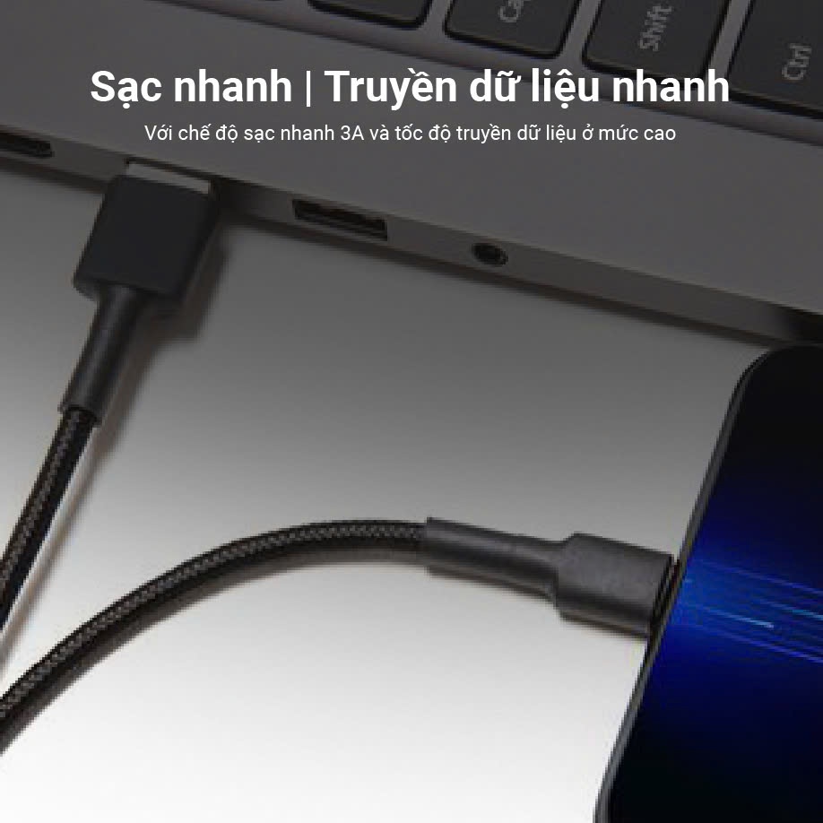 Ảnh Cáp Sạc Xiaomi Mi Braided USB Type-C Cable 100cm (Black/Red) 4