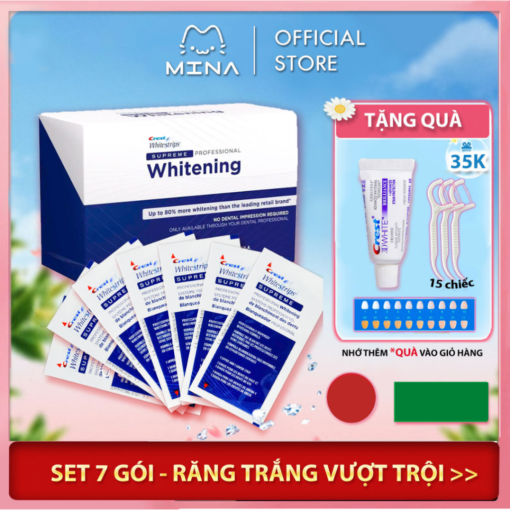 Set 7 gói miếng dán trắng răng Supreme Professional CHÍNH HÃNG MỸ -  Miếng dán Crest 3D White