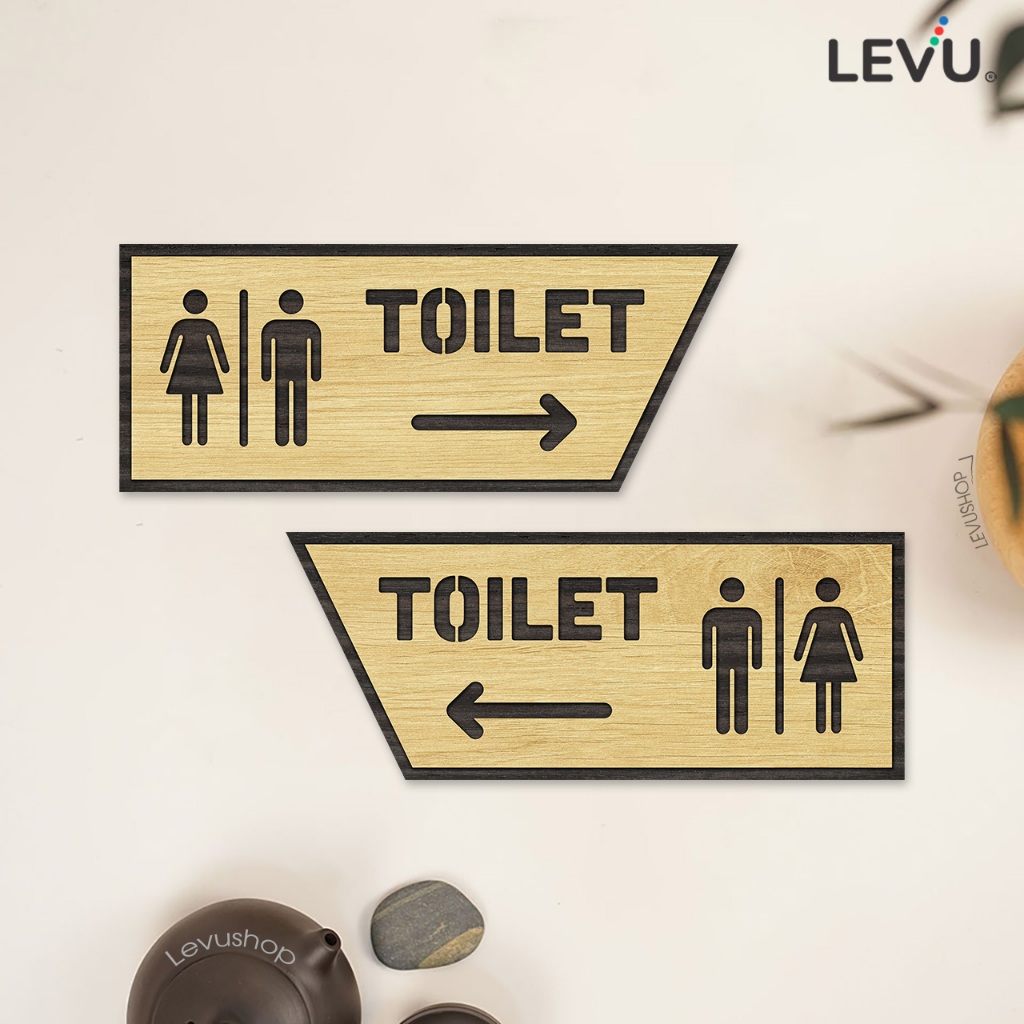 Biển chỉ hướng toilet mũi tên trái phải bằng gỗ sang trọng TL27