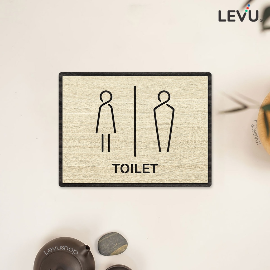Bảng Gỗ dán cửa phòng toilet trang trí LEVU-TL19
