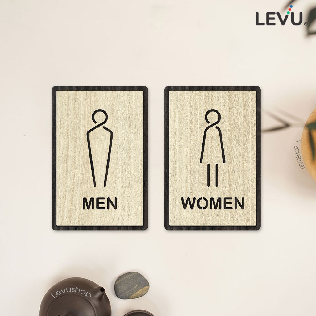 Bảng gỗ Men Women dán cửa phòng vệ sinh LEVU-TL20