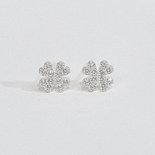 Khuyên tai LAMY Heart Four Leaf Silver Earrings 3267 - Khuyên tai bạc cao cấp