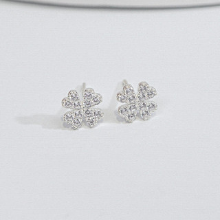 Khuyên tai LAMY Heart Four Leaf Silver Earrings 3267 - Khuyên tai bạc cao cấp