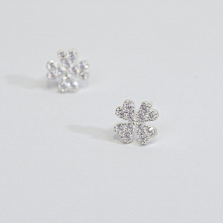 Khuyên tai LAMY Heart Four Leaf Silver Earrings 3267 - Khuyên tai bạc cao cấp