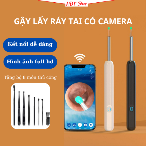 Bộ lấy ráy tai có gắn camera ndt006a, cây lấy ráy tai có camera đa năng ...