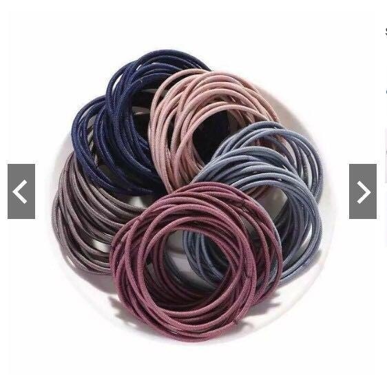 Set 100 dây thun buộc tóc đựng túi Zip