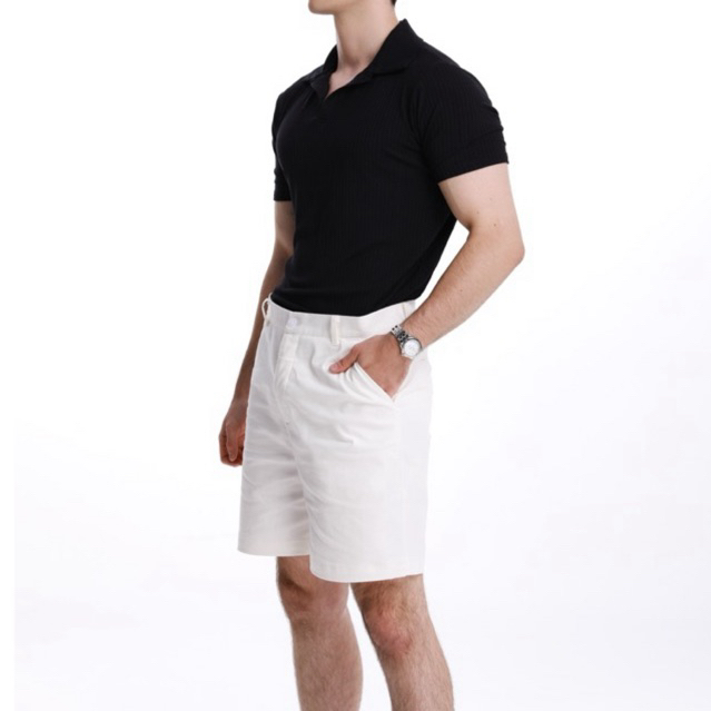 Quần Short Lửng Nam Kaki Linen Bố Palawan Đi Biển Đi Chơi | TRẮNG + ĐEN | VILLA WINGS