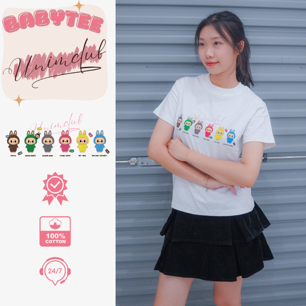Áo Baby tee Labubu Macaron Hottrend 2024 Cotton Cao Cấp ĐỊnh Lượng 250gsm Co Giãn 2 Chiều - BBTBUBU