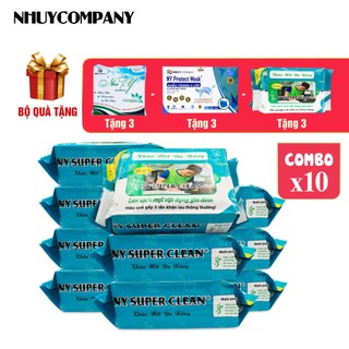 Combo 10 gói (kèm quà) khăn ướt lau bếp đa năng NY SUPPER CLEAN 50 tờ lớn 25 x 33 cm | Như Ý Company
