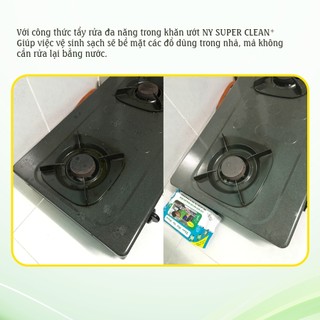 Combo 5 gói (kèm quà) khăn ướt lau bếp đa năng NY SUPPER CLEAN 50 tờ lớn 25 x 33 cm | Như Ý Company